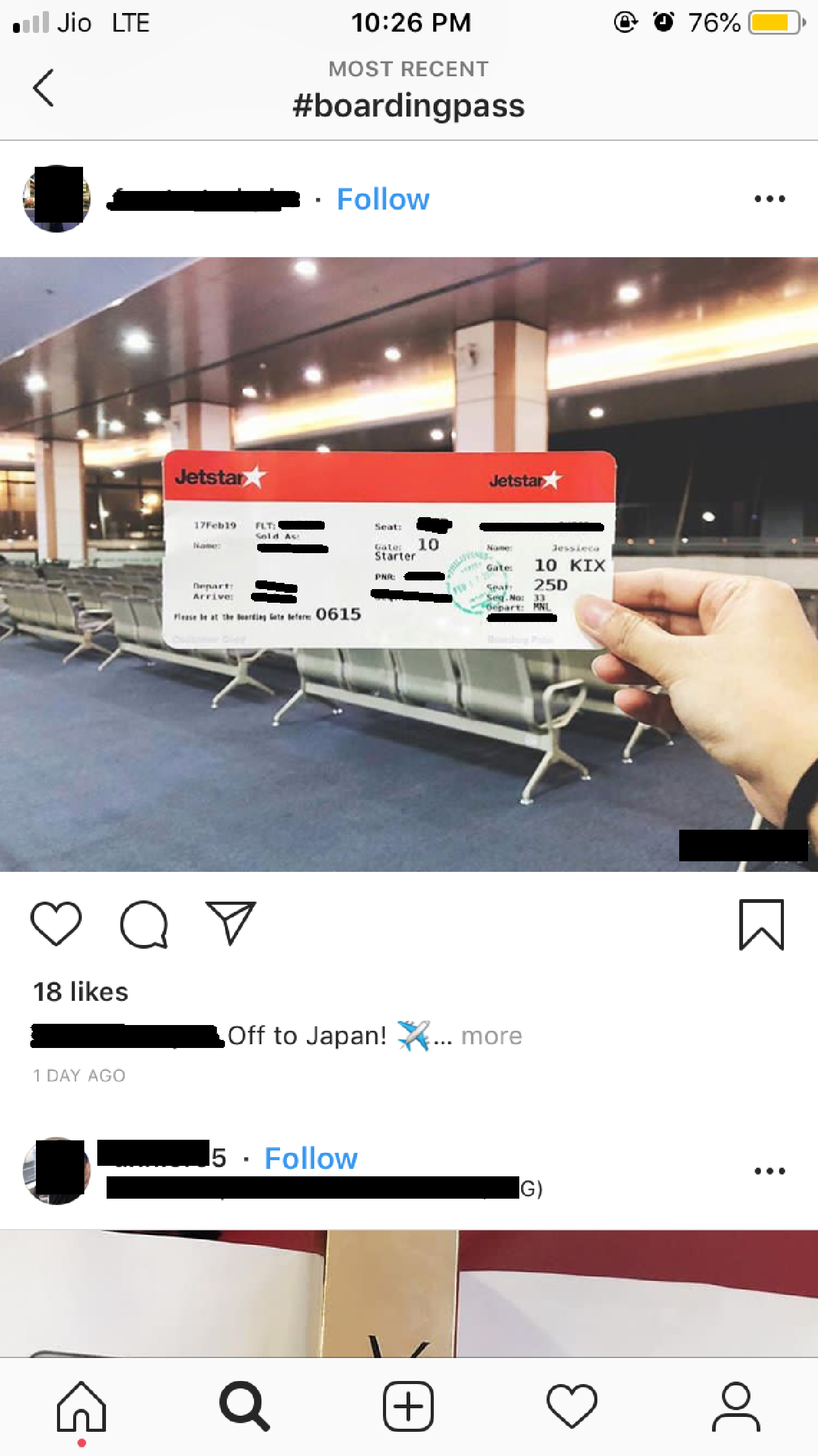 Boarding pass photo